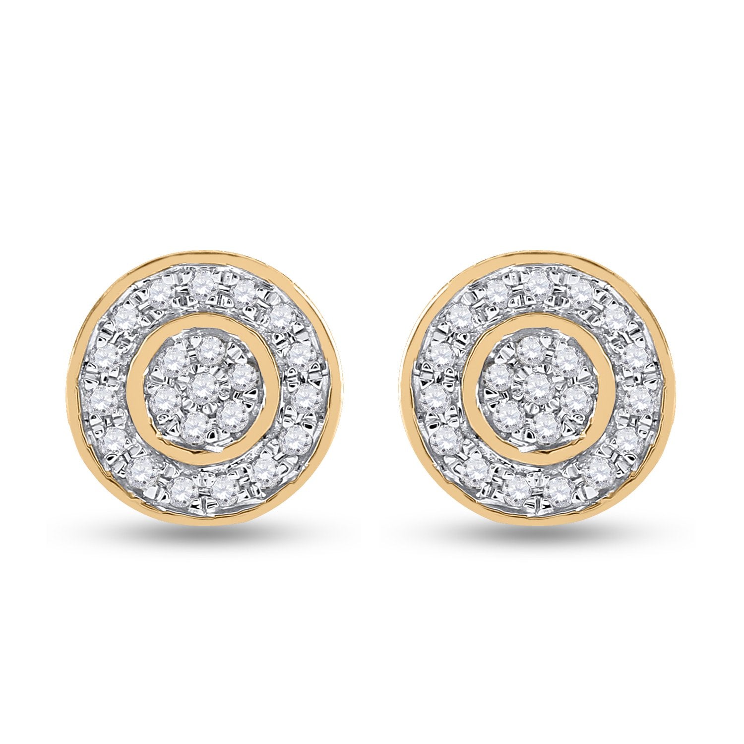 10kt Yellow Gold Womens Round Diamond Cluster Earrings 1/2 Cttw