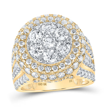 10kt Yellow Gold Womens Round Diamond Cluster Fashion Ring 4 Cttw