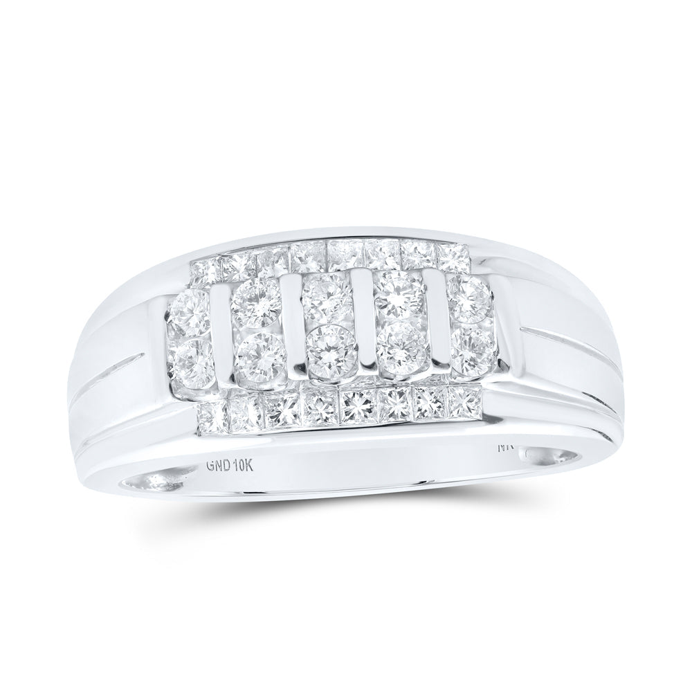 10kt White Gold Mens Round Diamond Band Ring 3/4 Cttw