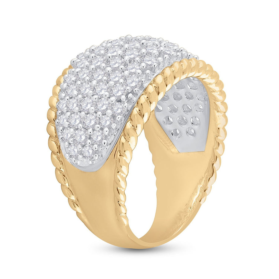 10kt Yellow Gold Womens Round Diamond Pave Rope Band Ring 2 Cttw