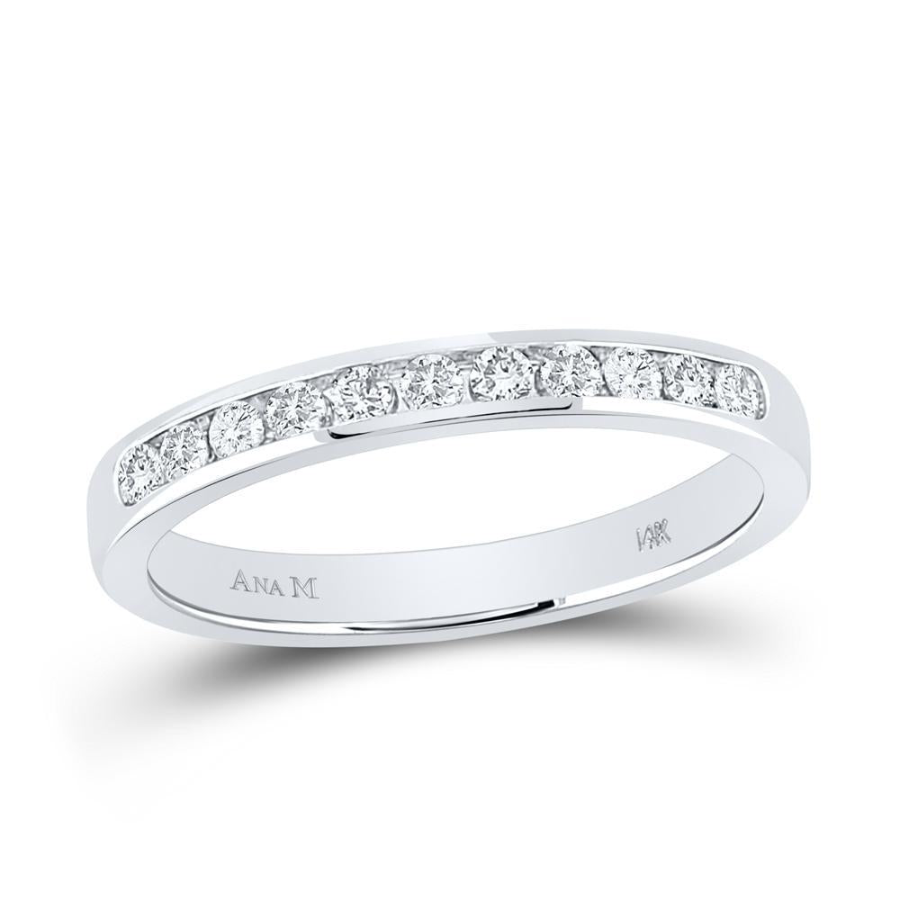 14kt White Gold Womens Round Diamond Wedding Band Ring 1/4 Cttw