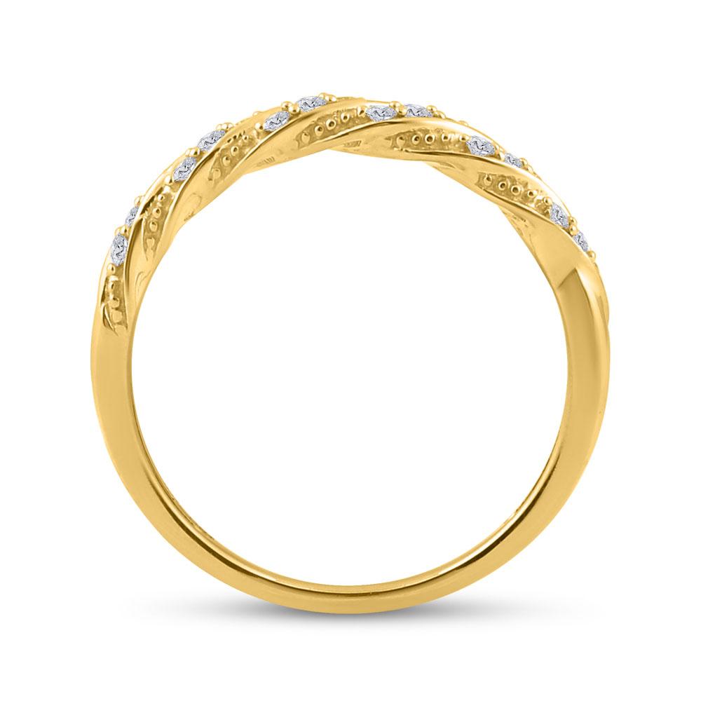 10kt Yellow Gold Womens Round Diamond Stackable Band Ring 1/8 Cttw