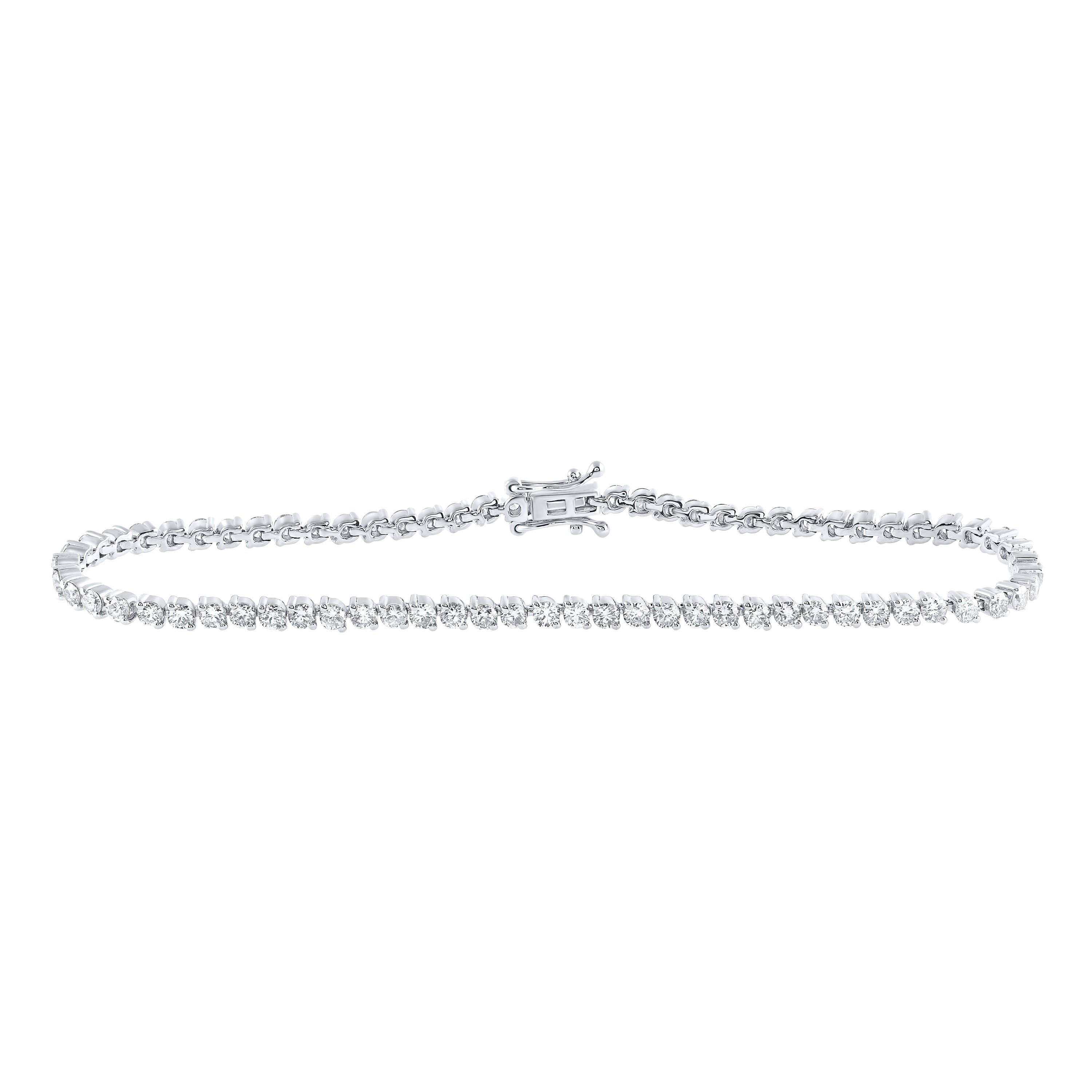 14kt White Gold Womens Round Diamond Tennis Bracelet 3 Cttw