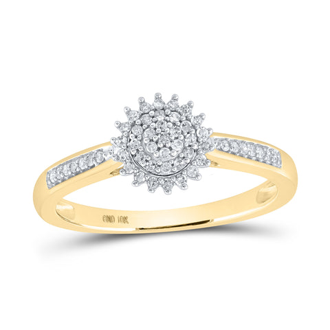 10kt Yellow Gold Womens Round Diamond Cluster Ring 1/6 Cttw