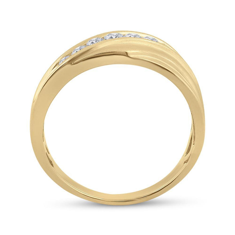 10kt Yellow Gold Mens Round Diamond Diagonal Wedding Band Ring 1/2 Cttw