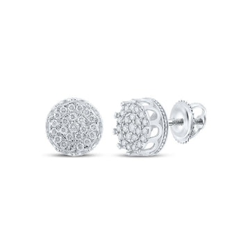 10kt White Gold Round Diamond Cluster Earrings 3/4 Cttw