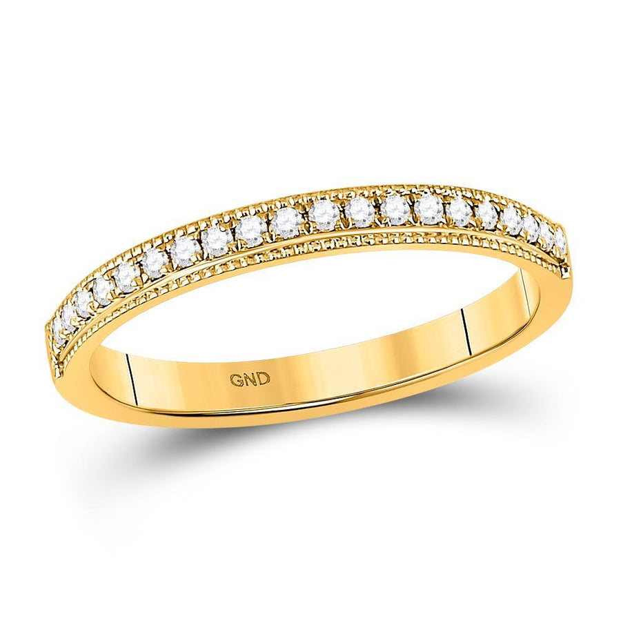 14kt Yellow Gold Womens Round Diamond Wedding Single Row Band 1/6 Cttw