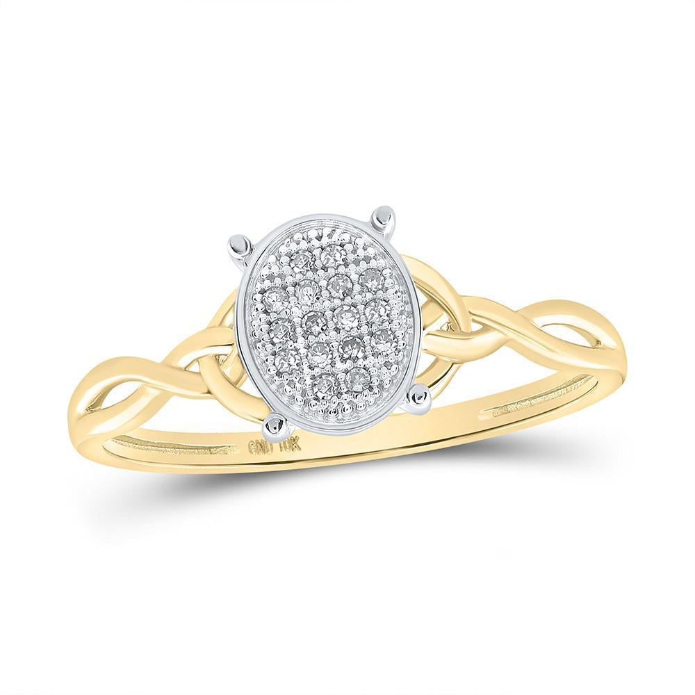 10kt Yellow Gold Womens Round Diamond Oval Ring 1/20 Cttw