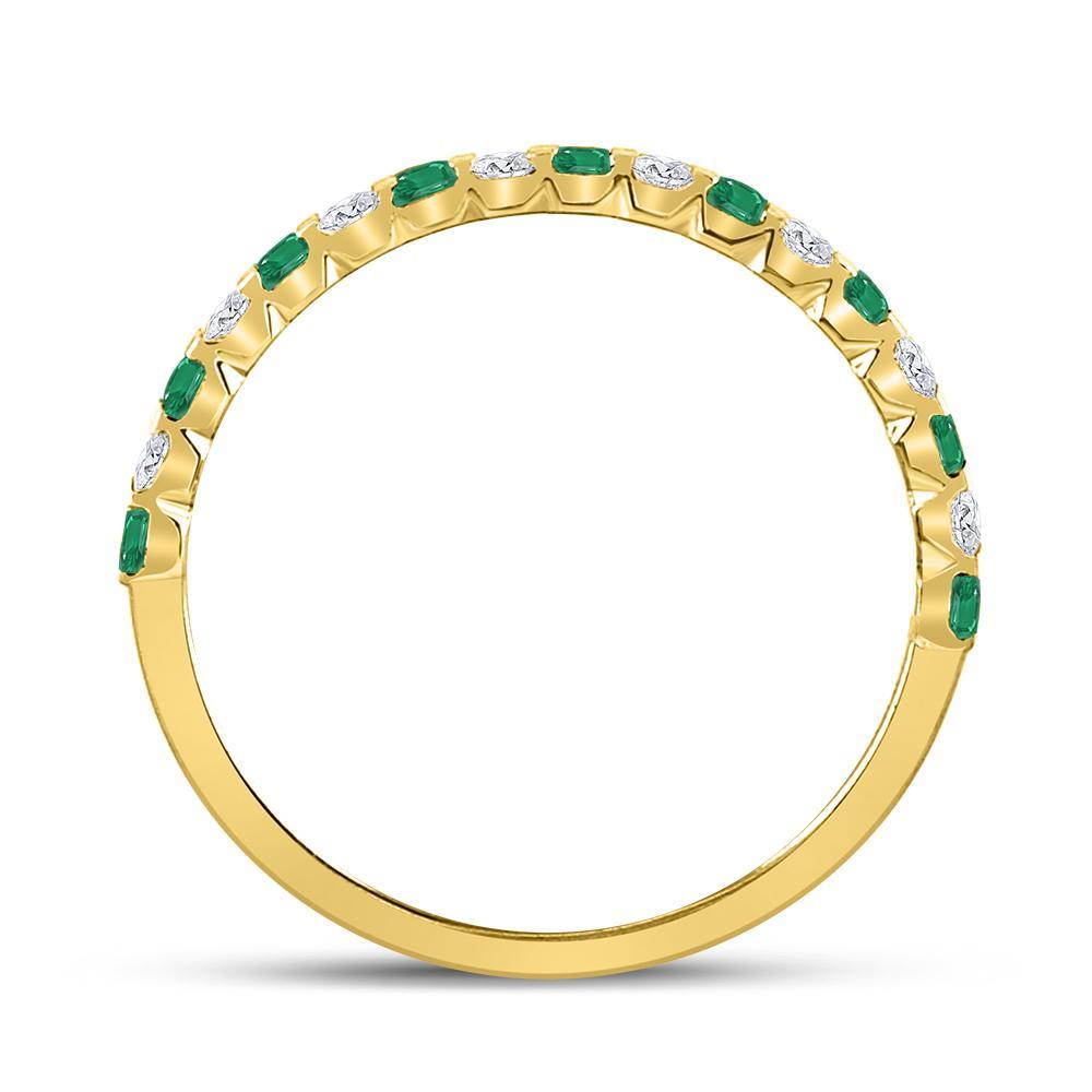 10kt Yellow Gold Womens Princess Emerald Diamond Alternating Stackable Band Ring 1/3 Cttw