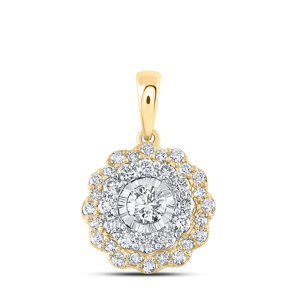10kt Yellow Gold Womens Round Diamond Fashion Pendant 3/4 Cttw
