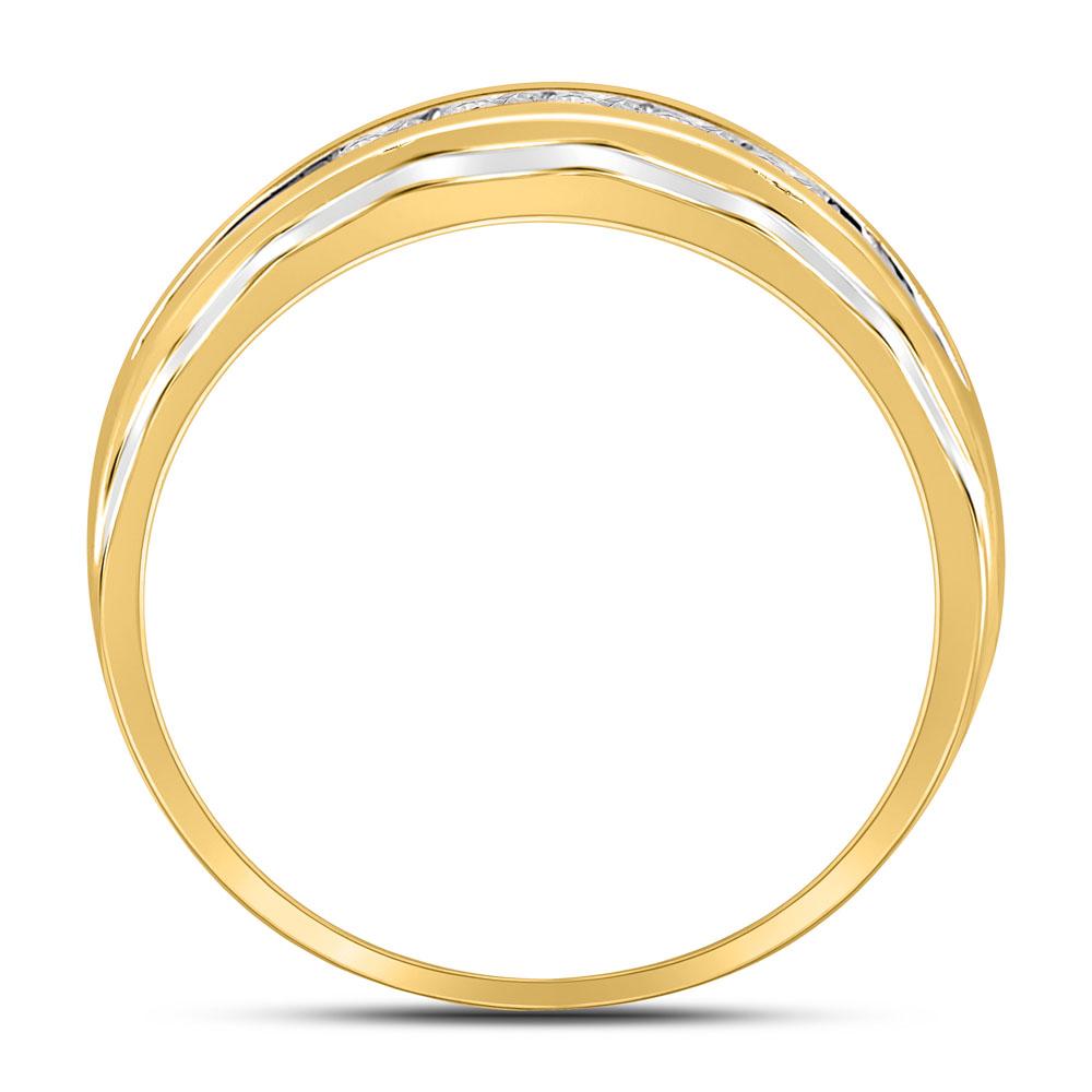 10kt Two-tone Gold Mens Round Diamond Wedding Band Ring 1/4 Cttw
