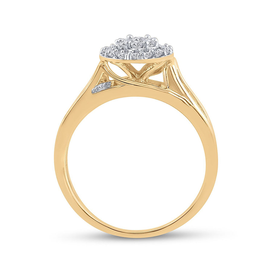14kt Yellow Gold Womens Round Diamond Flower Cluster Ring 1/2 Cttw