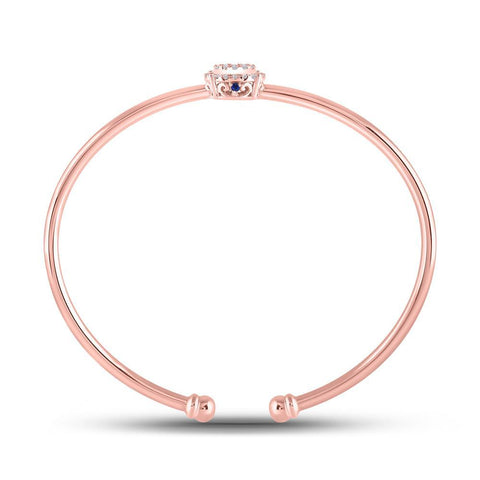14kt Rose Gold Womens Round Diamond Cluster Bangle Bracelet 1/2 Cttw