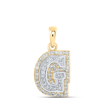 10kt Two-tone Gold Womens Round Diamond G Initial Letter Pendant 1/5 Cttw