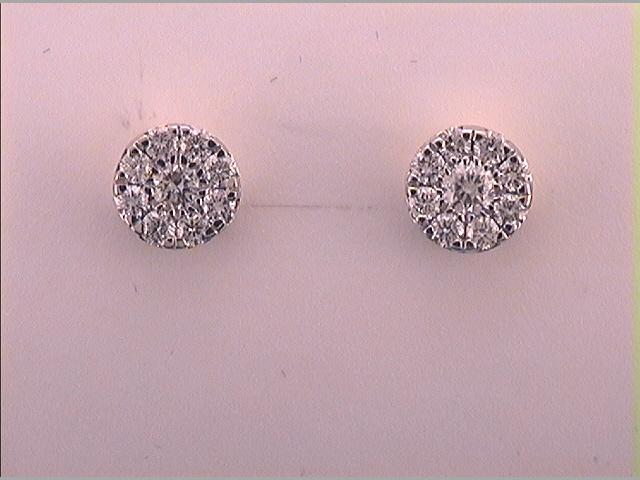 10kt Yellow Gold Womens Round Diamond Cluster Earrings 1/2 Cttw