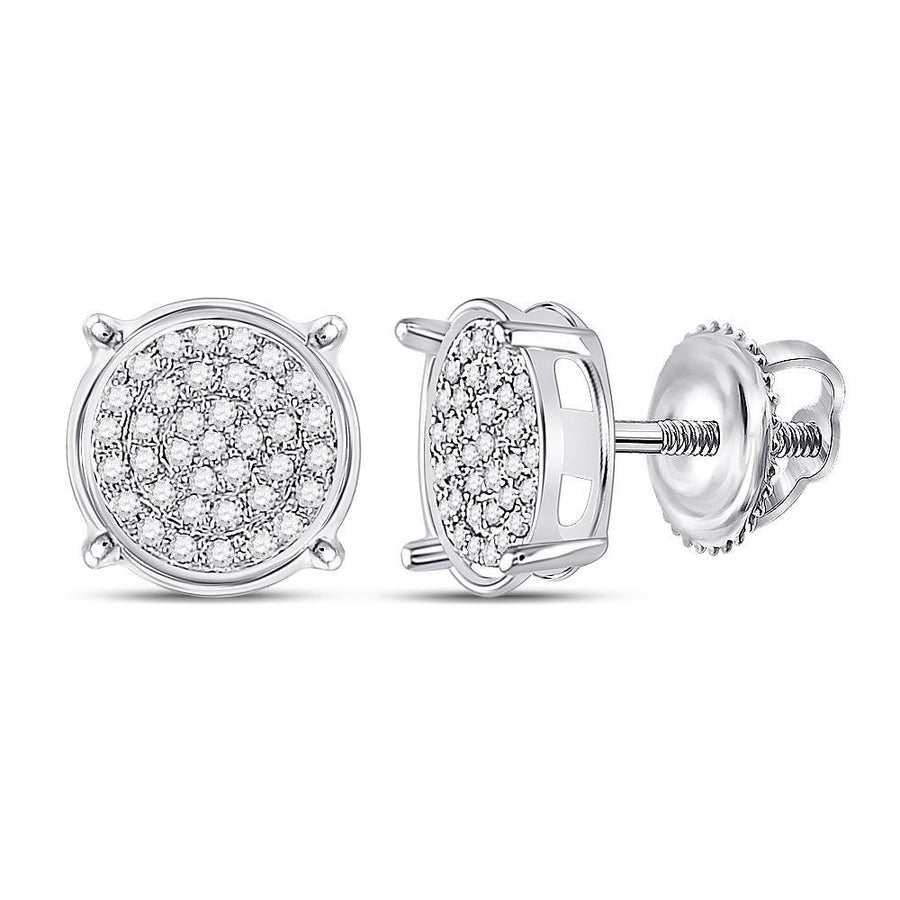 10kt White Gold Womens Round Diamond Cluster Earrings 1/8 Cttw