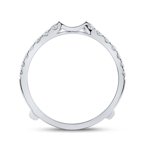 14kt White Gold Womens Round Diamond Wrap Enhancer Wedding Band 5/8 Cttw