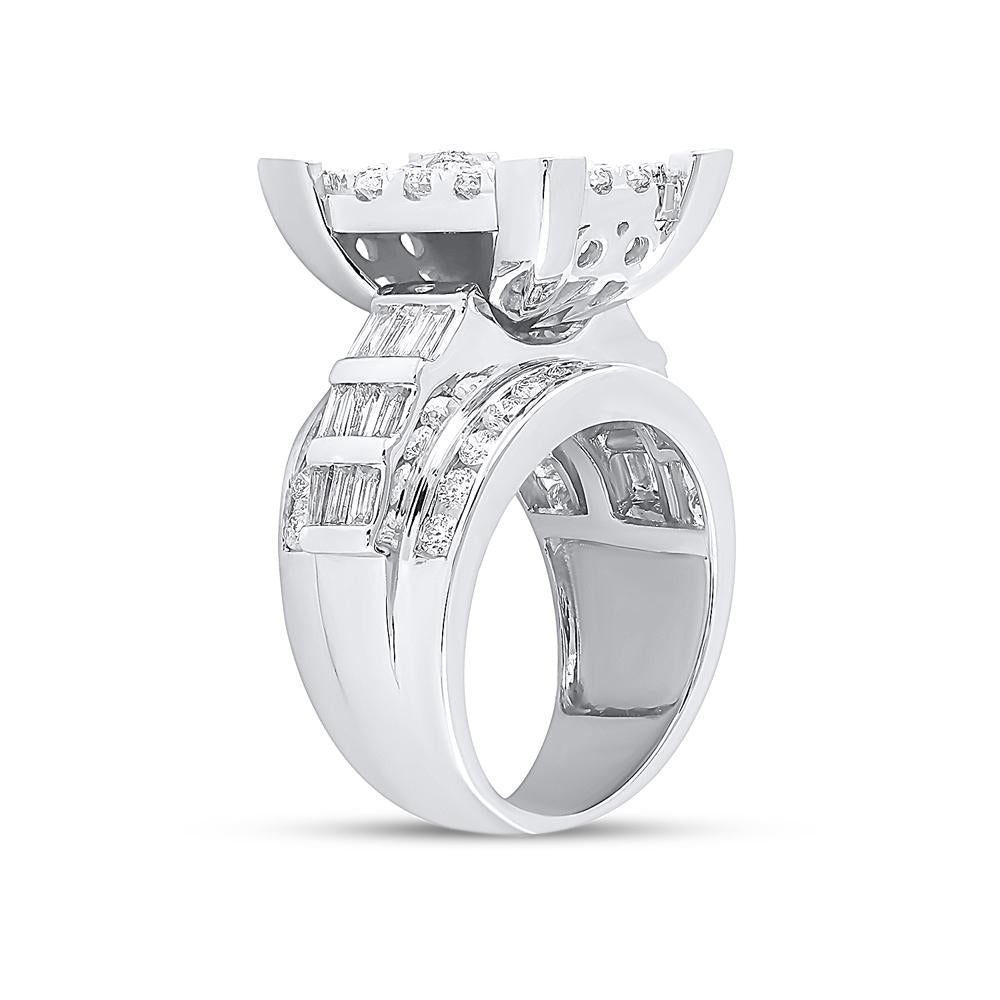 10kt White Gold Round Diamond Cluster Bridal Wedding Engagement Ring 3 Cttw