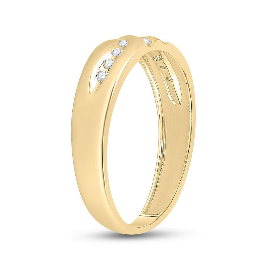 14kt Yellow Gold Mens Round Diamond Wedding Band Ring 1/8 Cttw