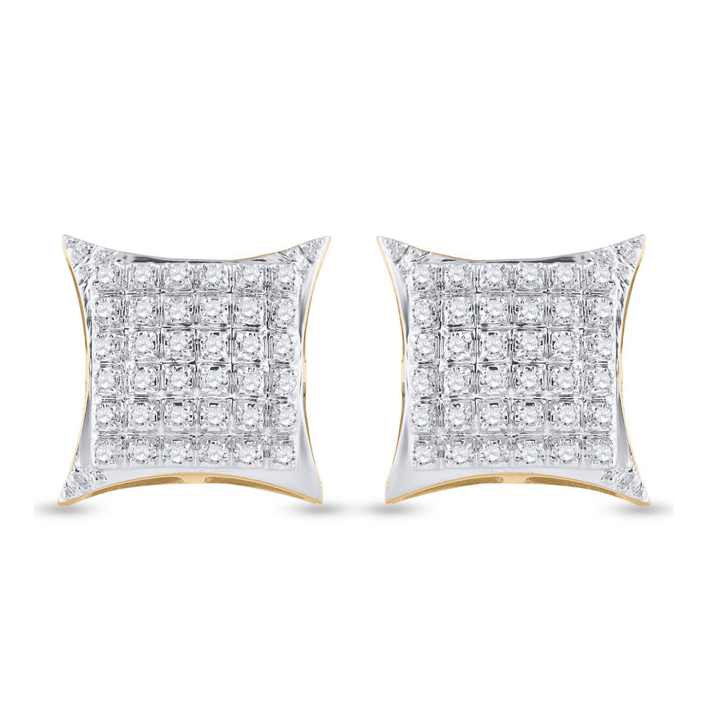 10kt Yellow Gold Round Diamond Kite Square Earrings 1/5 Cttw