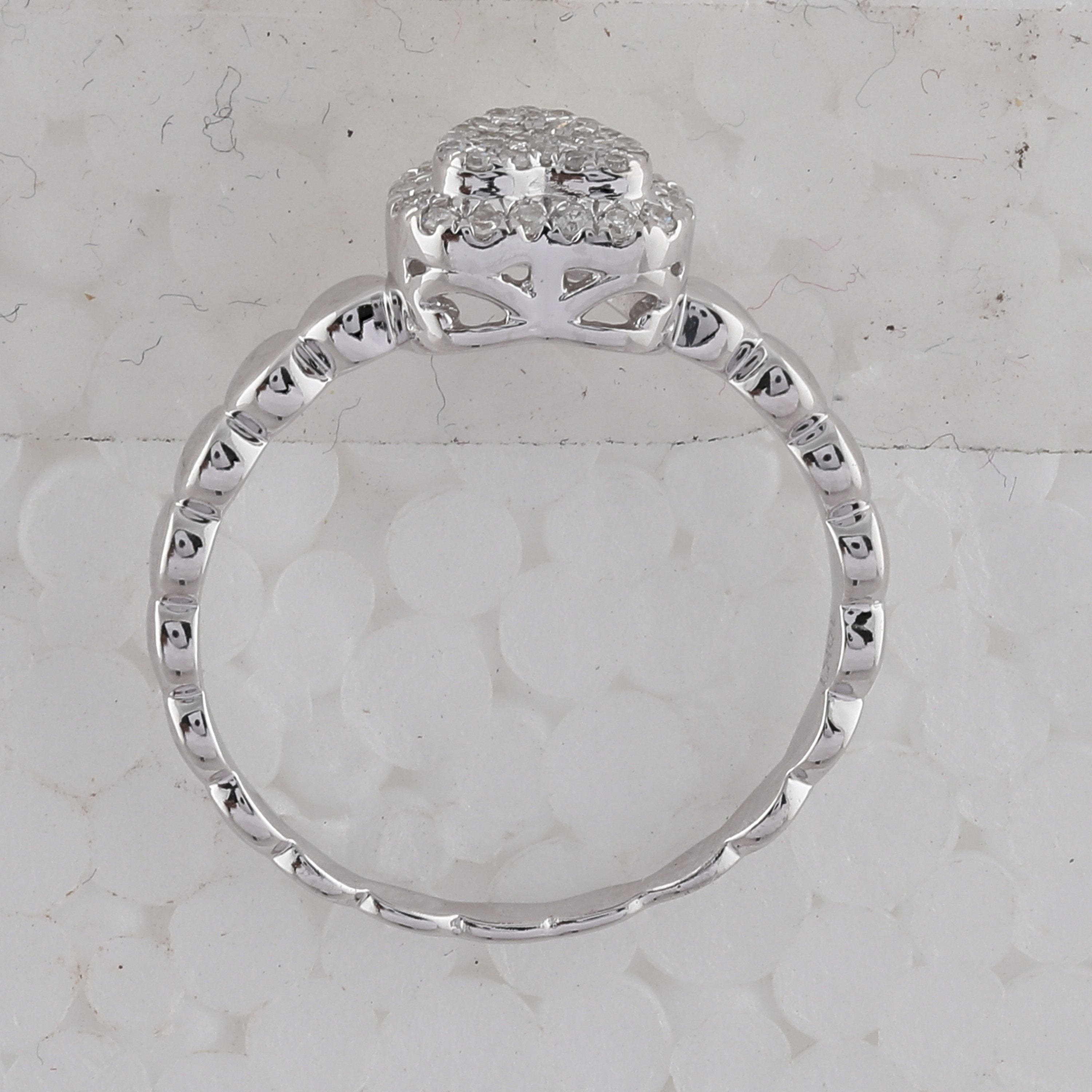 10kt White Gold Womens Round Diamond Heart Ring 1/6 Cttw