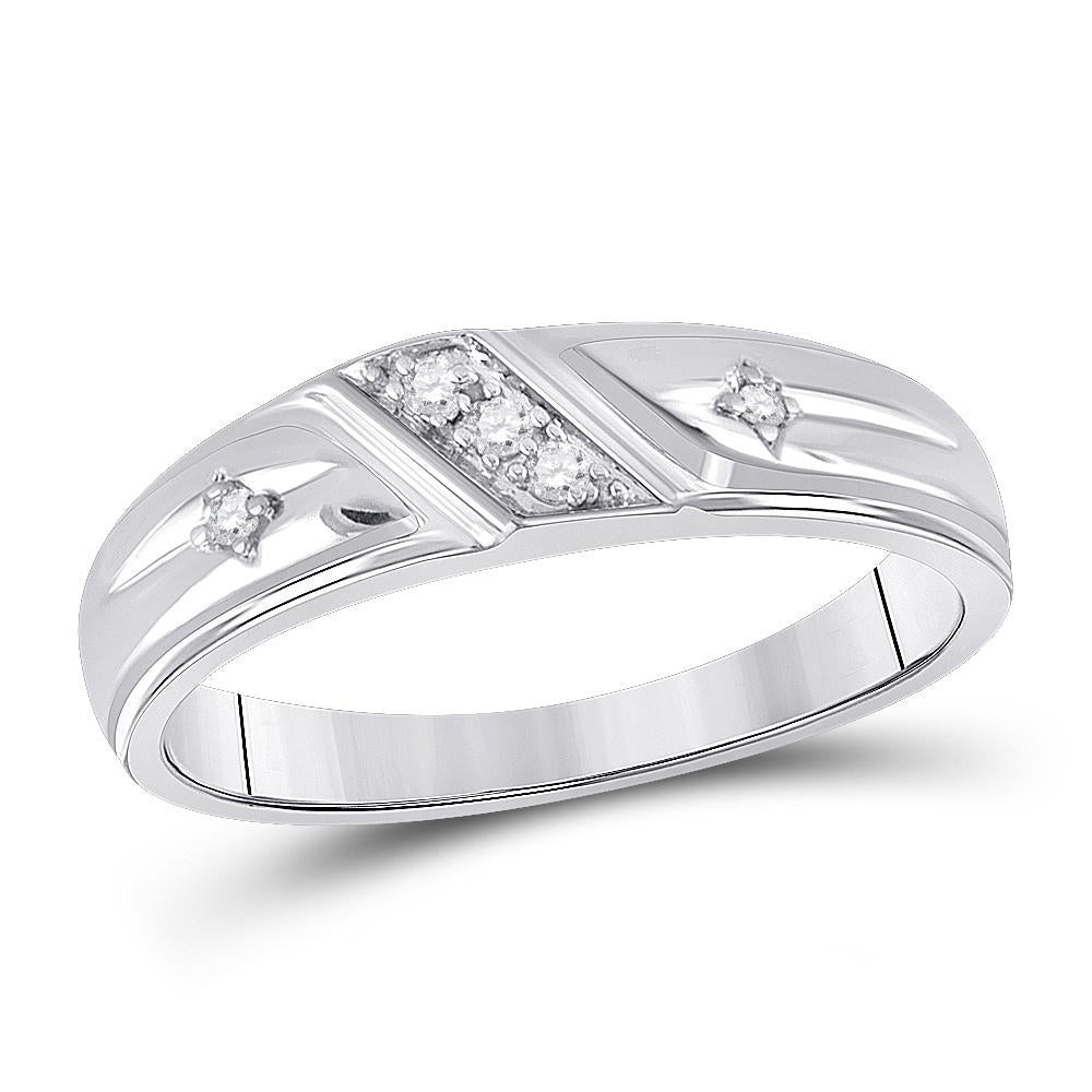 Sterling Silver His Hers Round Diamond Cross Matching Wedding Set 1/5 Cttw