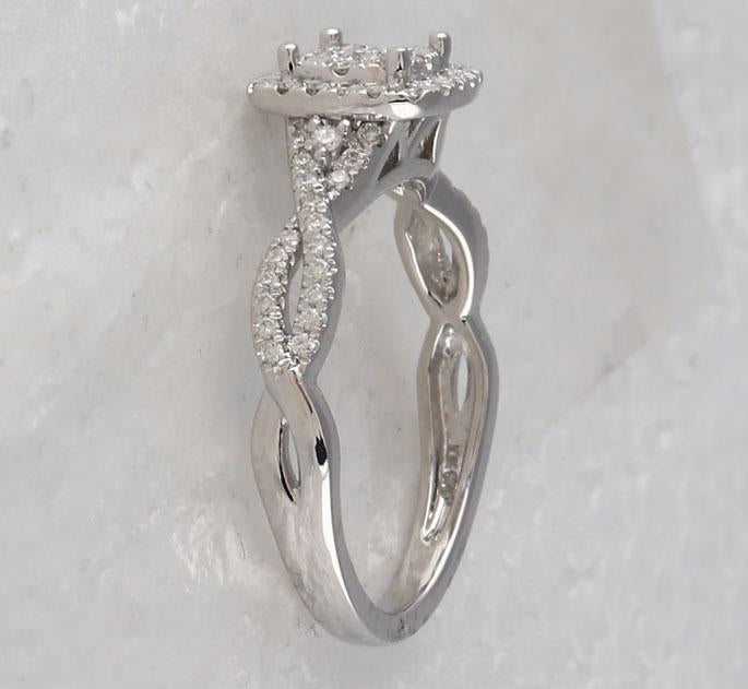10kt White Gold Womens Round Diamond Square Cluster Ring 1/2 Cttw