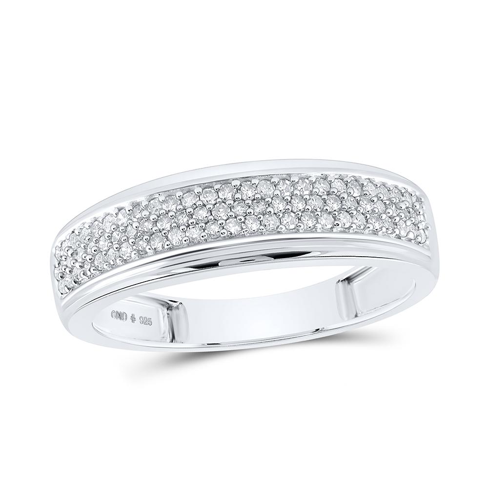 Sterling Silver His Hers Round Diamond Heart Matching Wedding Set 7/8 Cttw