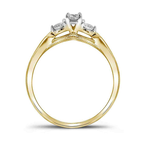 10kt Yellow Gold Round Diamond 3-stone Bridal Wedding Engagement Ring 3/8 Cttw