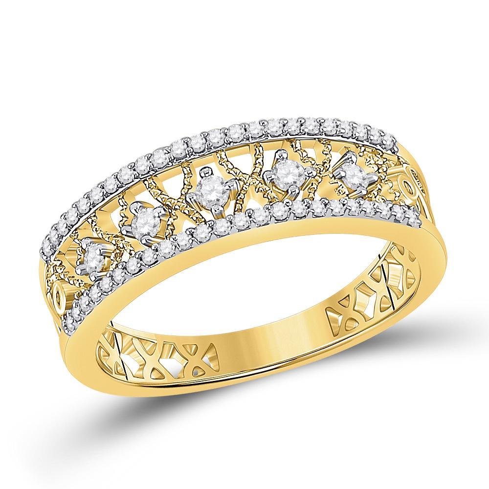 10kt Yellow Gold Womens Round Diamond Band Ring 1/4 Cttw