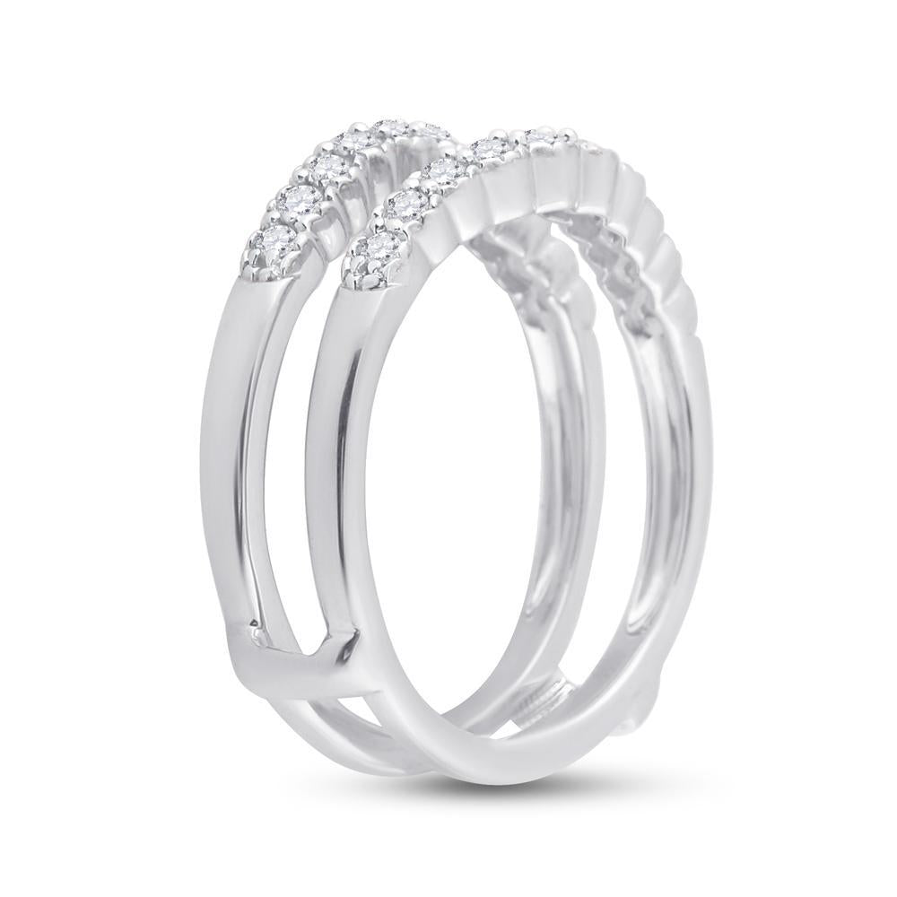 14kt White Gold Womens Round Diamond Wrap Ring Guard Enhancer 1/2 Cttw