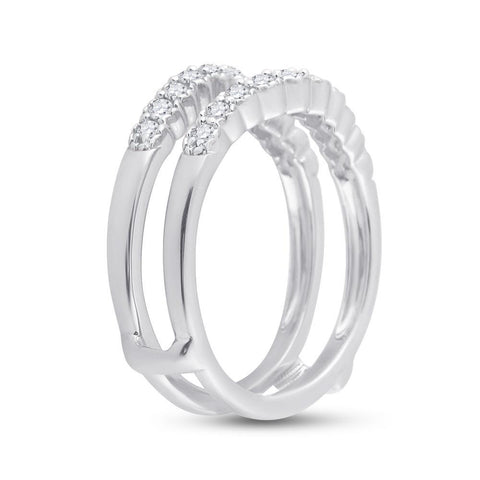 14kt White Gold Womens Round Diamond Wrap Ring Guard Enhancer 1/2 Cttw
