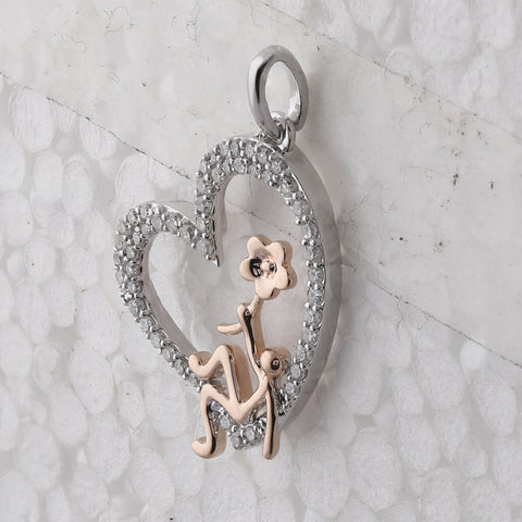 10kt Two-tone Gold Womens Round Diamond Heart Pendant 1/5 Cttw