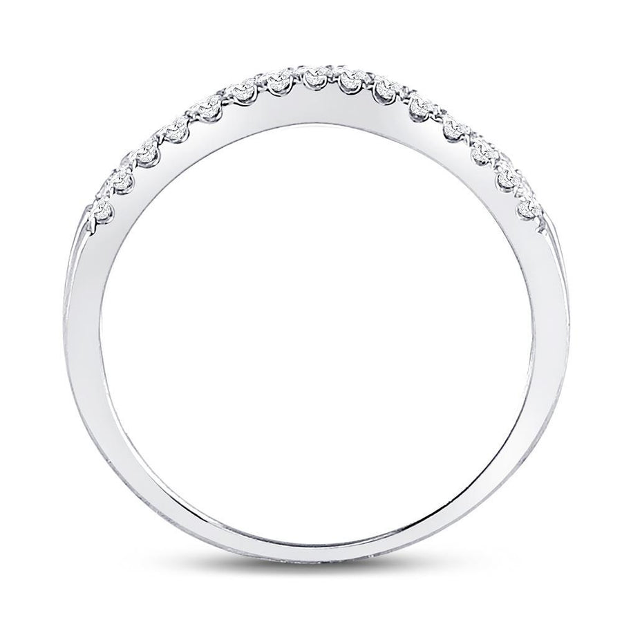 14kt White Gold Womens Round Diamond Ring Contour Enhancer Wedding Band 1/4 Cttw