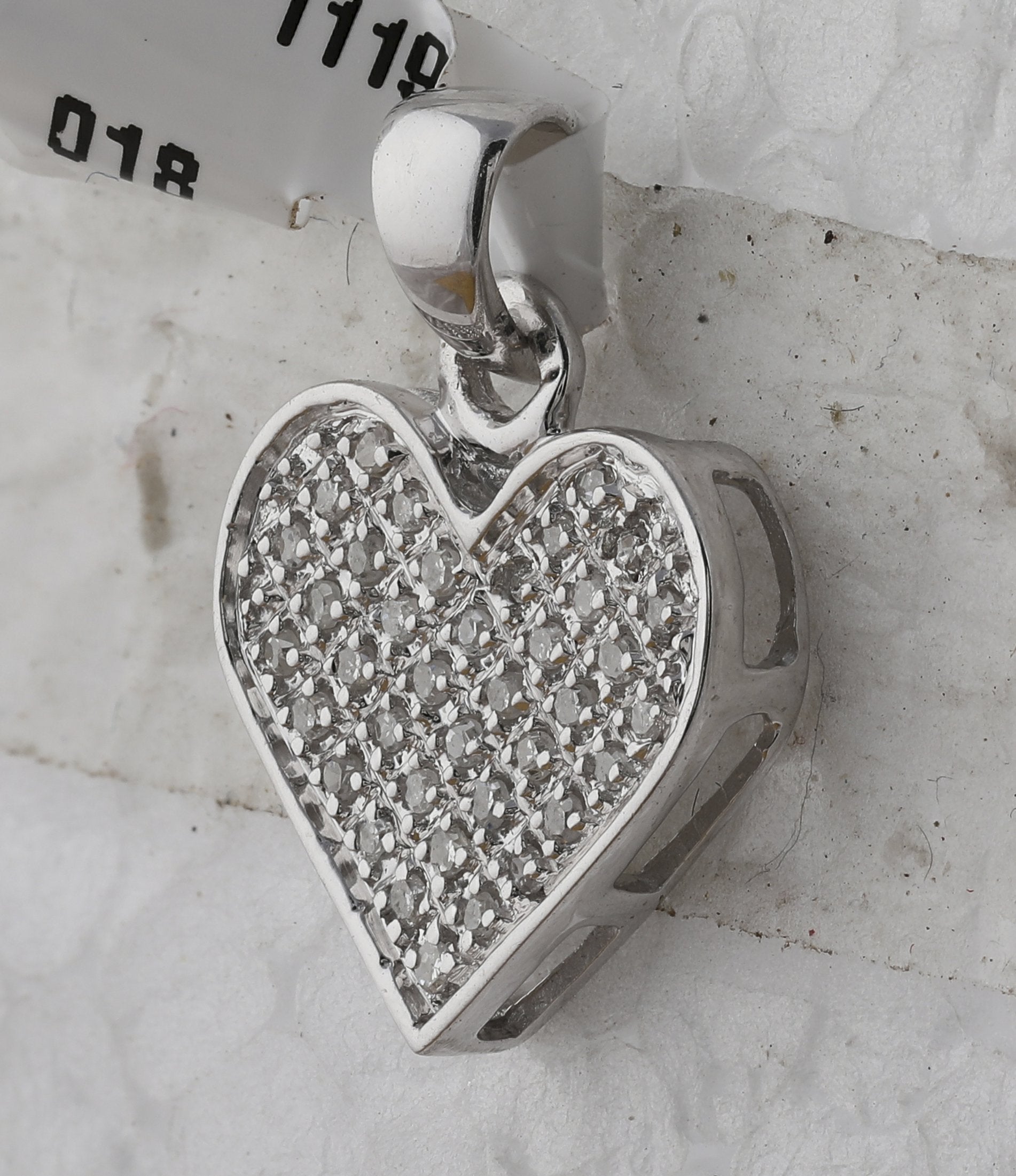 Sterling Silver Womens Round Diamond Heart Pendant 1/10 Cttw
