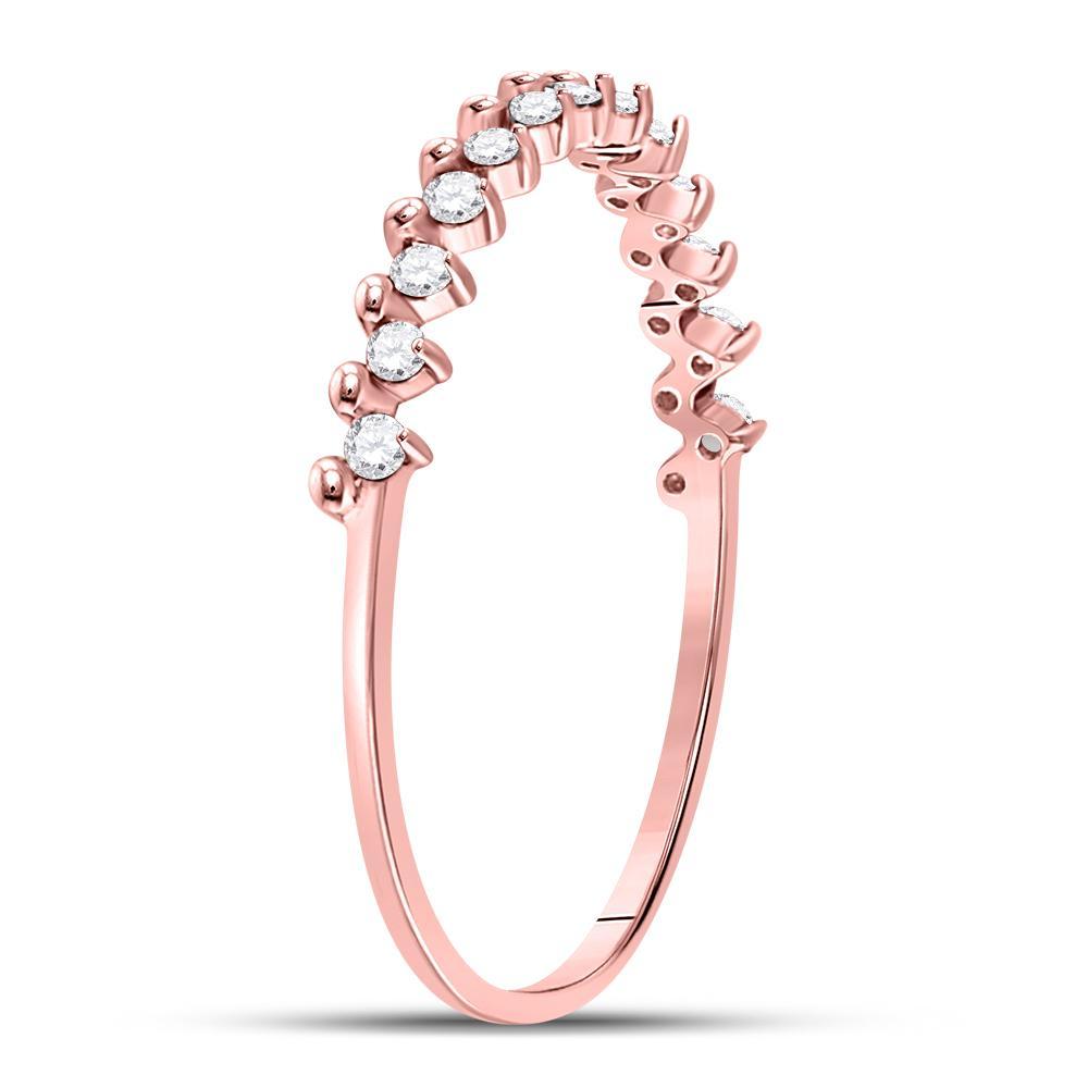 10kt Rose Gold Womens Round Diamond Stackable Band Ring 1/8 Cttw