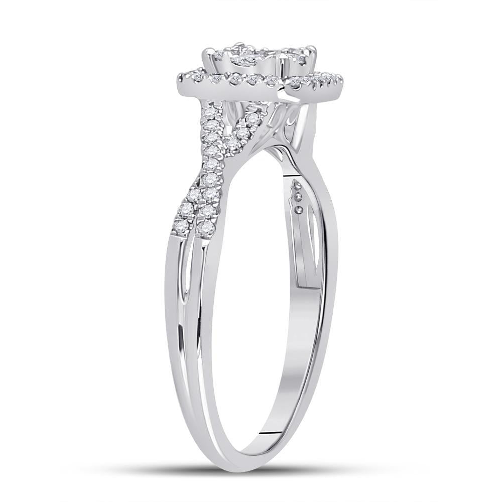 10kt White Gold Womens Round Diamond Square Cluster Ring 1/2 Cttw