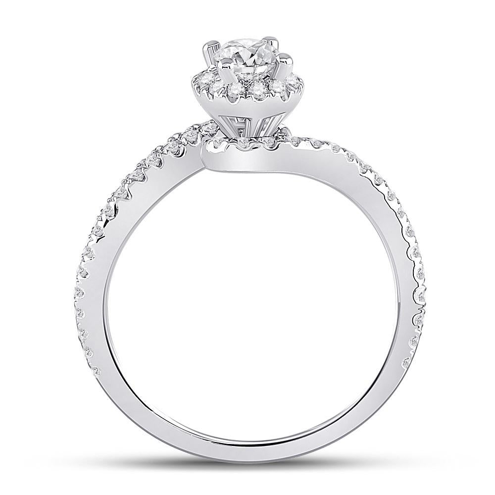 14kt White Gold Oval Diamond Halo Bridal Wedding Engagement Ring 3/4 Cttw