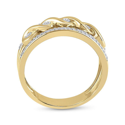 10kt Yellow Gold Womens Round Diamond Twist Scroll Band Ring 1/4 Cttw