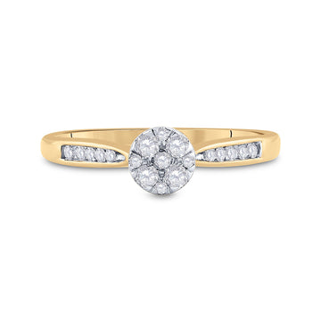 14kt Yellow Gold Womens Round Diamond Cluster Ring 1/4 Cttw
