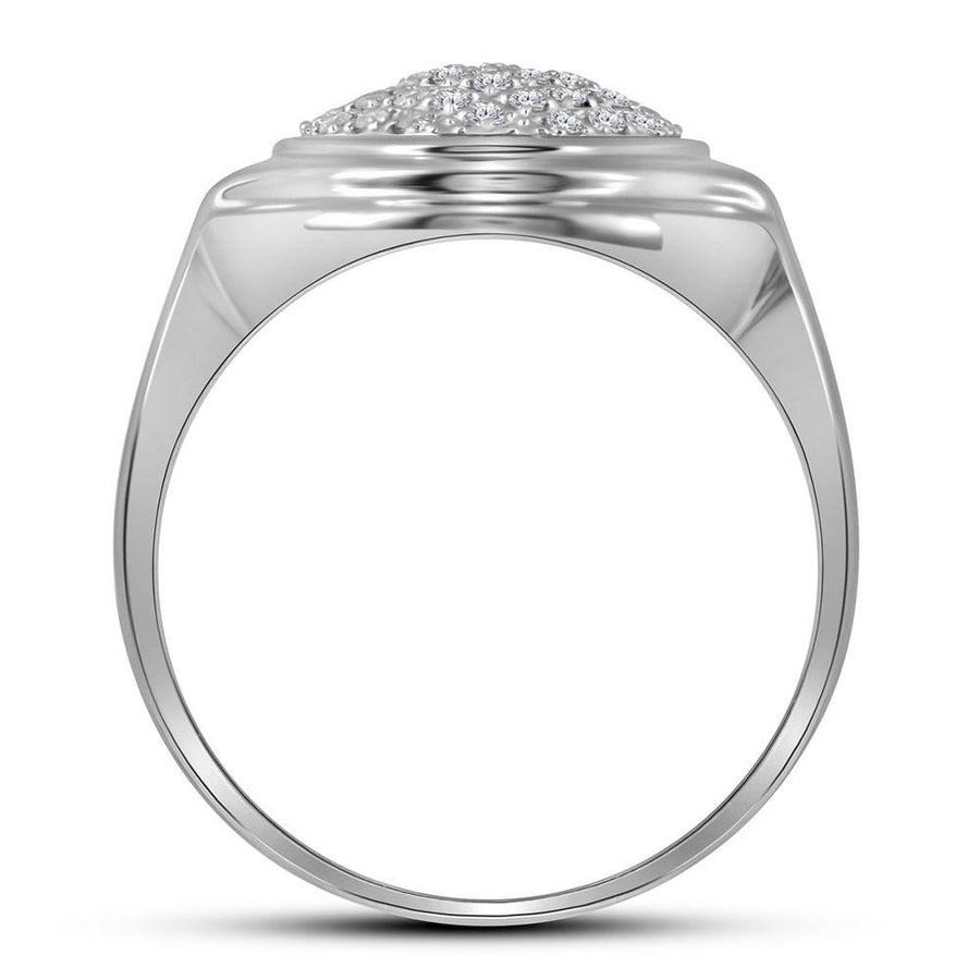 10kt White Gold Mens Round Diamond Circle Cluster Ring 1/3 Cttw