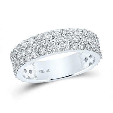 14kt White Gold Mens Round Diamond Pave Band Ring 2-7/8 Cttw