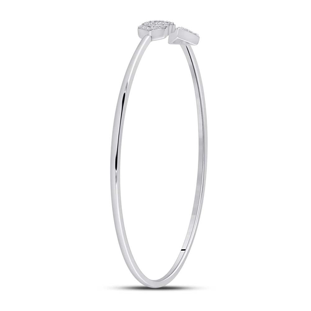 10kt White Gold Womens Round Diamond Arrow Bangle Bracelet 1/10 Cttw