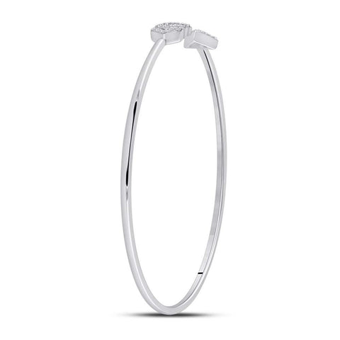 10kt White Gold Womens Round Diamond Arrow Bangle Bracelet 1/10 Cttw