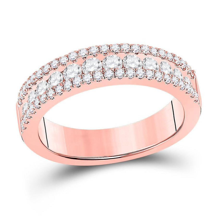 14kt Rose Gold Womens Round Diamond Band Ring 1 Cttw