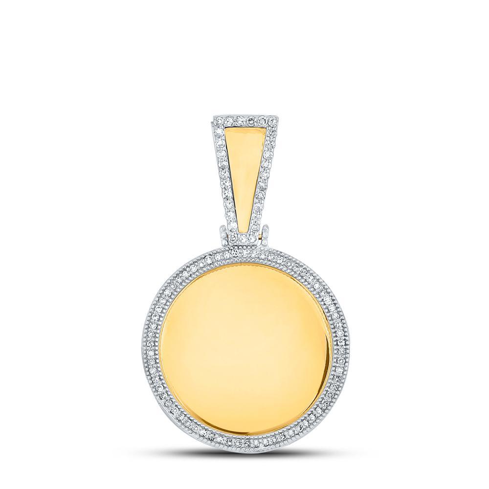 14kt Yellow Gold Mens Round Diamond Memory Circle Charm Pendant 3/8 Cttw