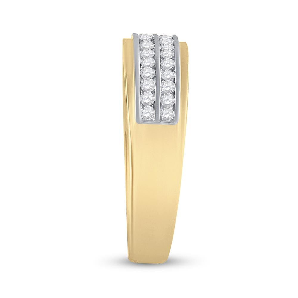 14kt Yellow Gold His Hers Round Diamond Cluster Matching Wedding Set 7/8 Cttw