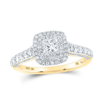 10kt Yellow Gold Princess Diamond Halo Bridal Wedding Engagement Ring 1 Cttw