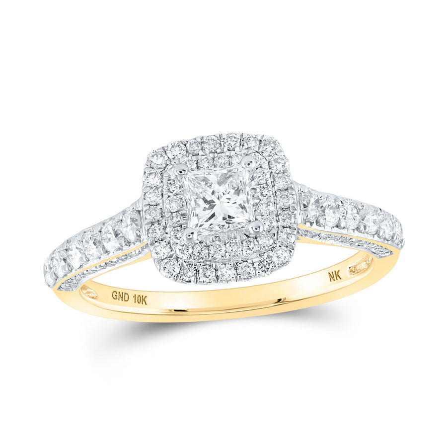 10kt Yellow Gold Princess Diamond Halo Bridal Wedding Engagement Ring 1 Cttw