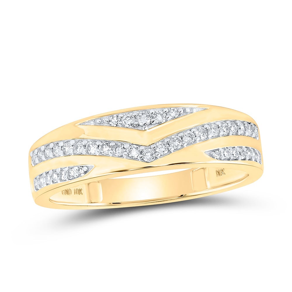 10kt Yellow Gold His Hers Round Diamond Cluster Matching Wedding Set 1-1/5 Cttw